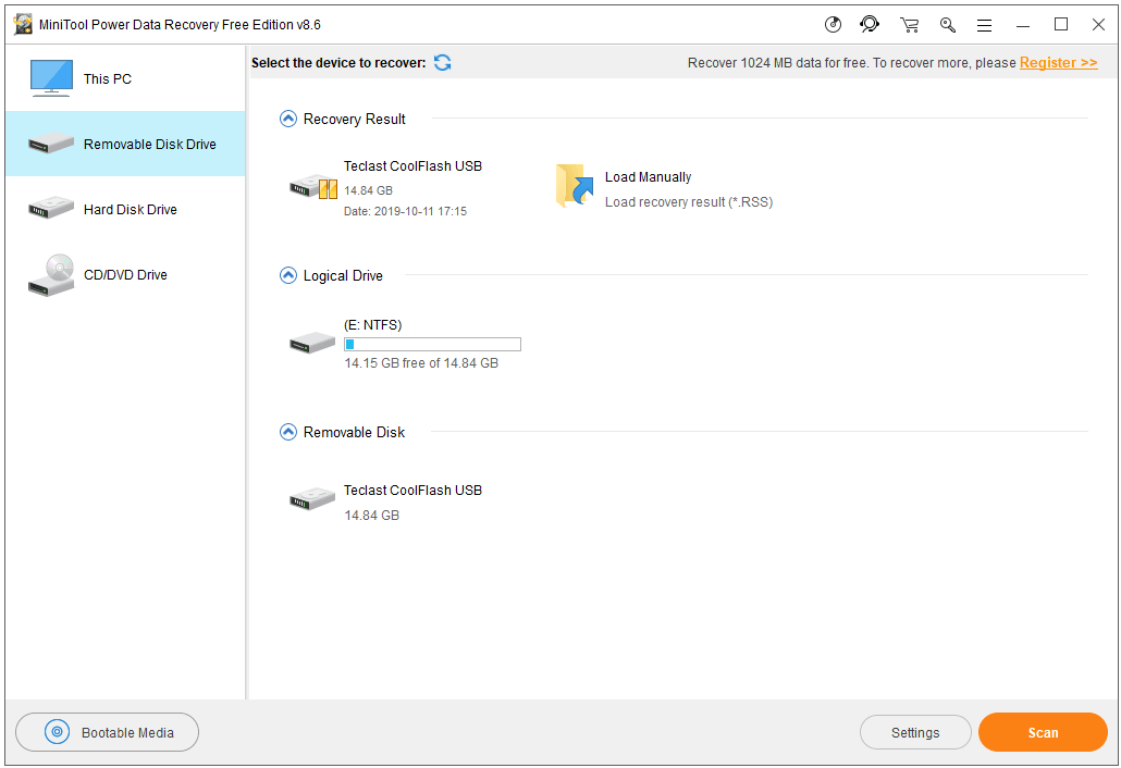 select the device to scan