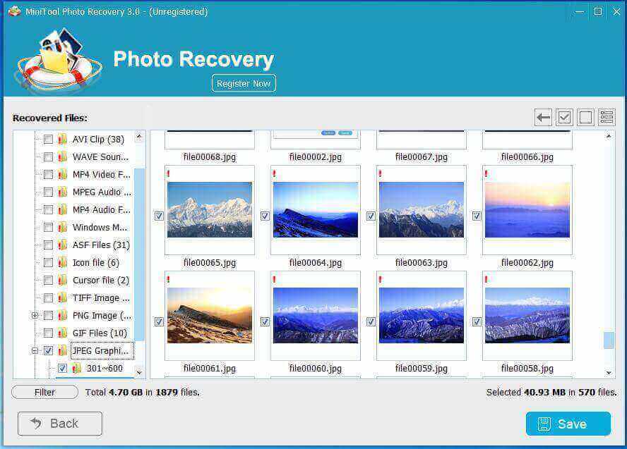 save the recovered Panasonic camcorder videos and photos