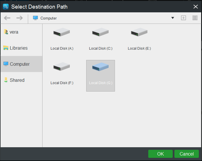 choose an external drive for backup