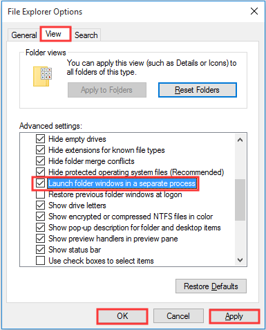 enable Launch folder windows in a separate process