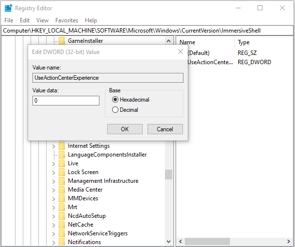 change its Value data to 0 and click OK