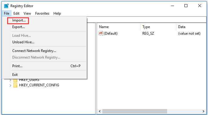 recover registry in Windows 10