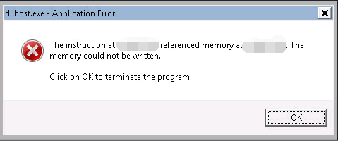 dllhost.exe application error