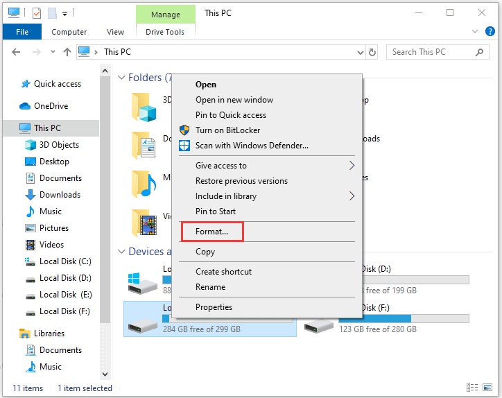 format a partition