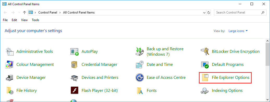 select File Explorer Options