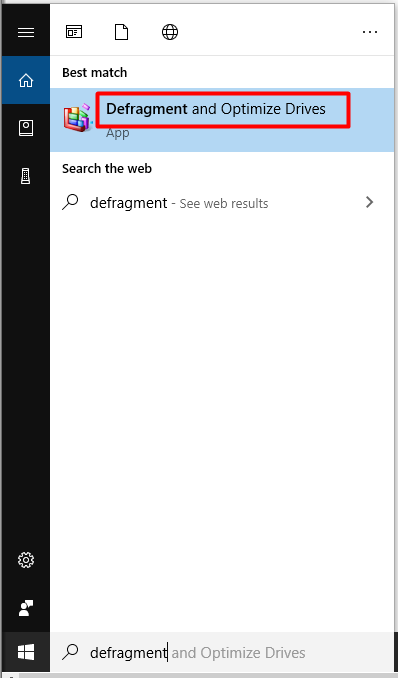 find and open defragment and optimize drives utility