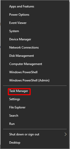 choose the task manager option
