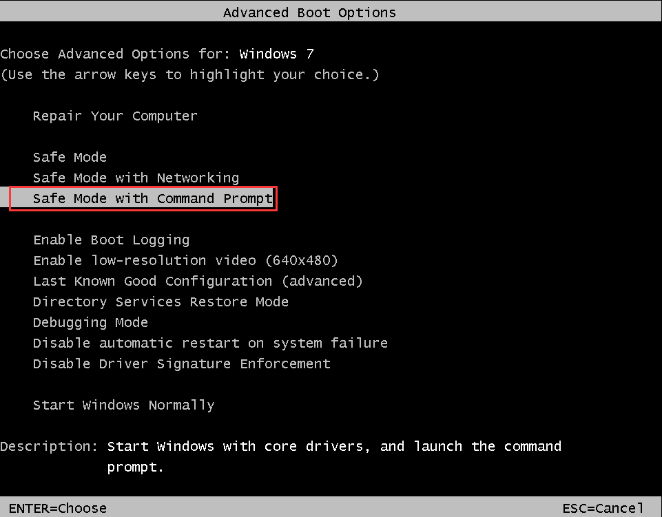 Safe Mode with Command Prompt