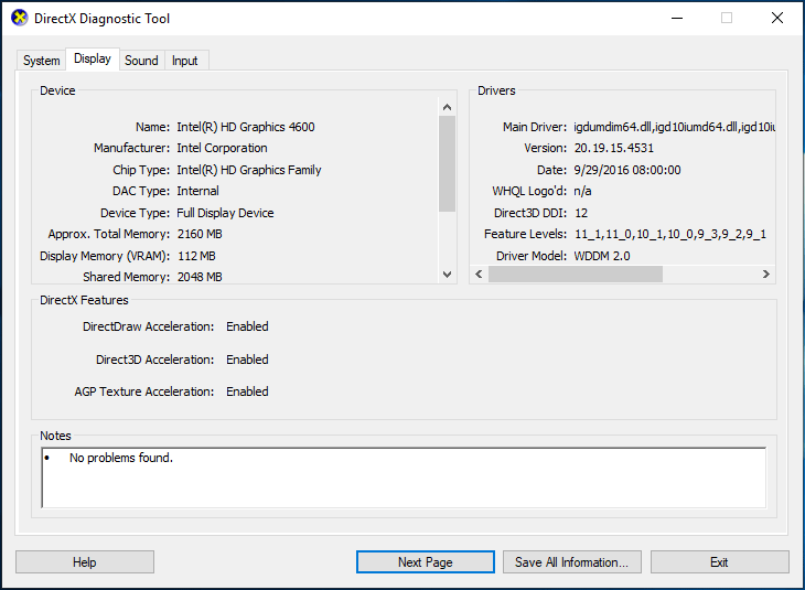 graphics card information