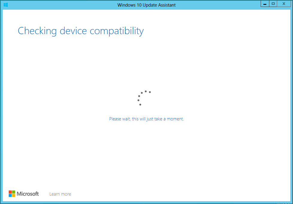 Windows 10 Update Assistant checking device compatibility