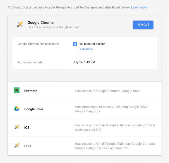 De Authorize Apps on Google