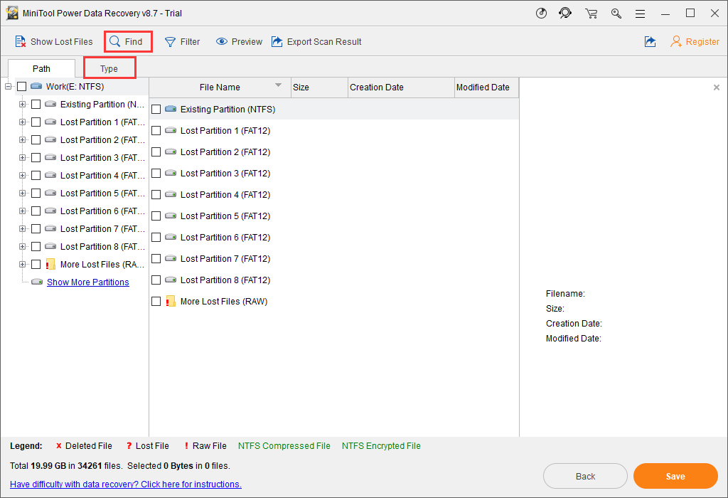 find your needed files from the scan result