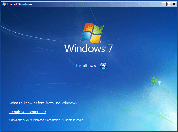 install now Windows 7
