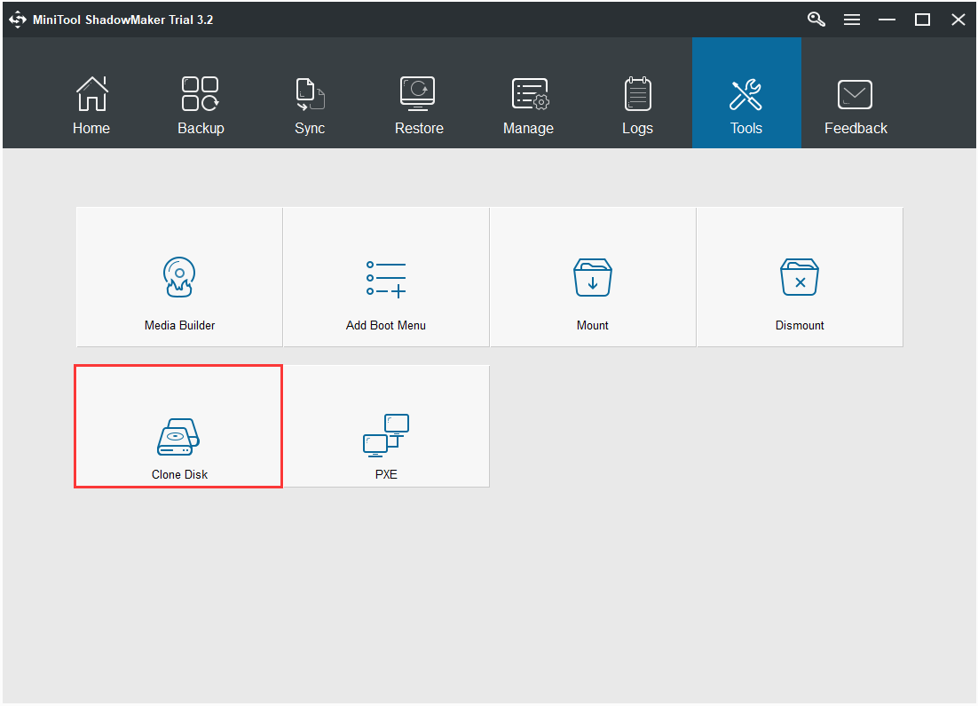 click Clone Disk