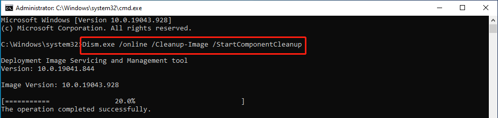clean up system image components with cmd