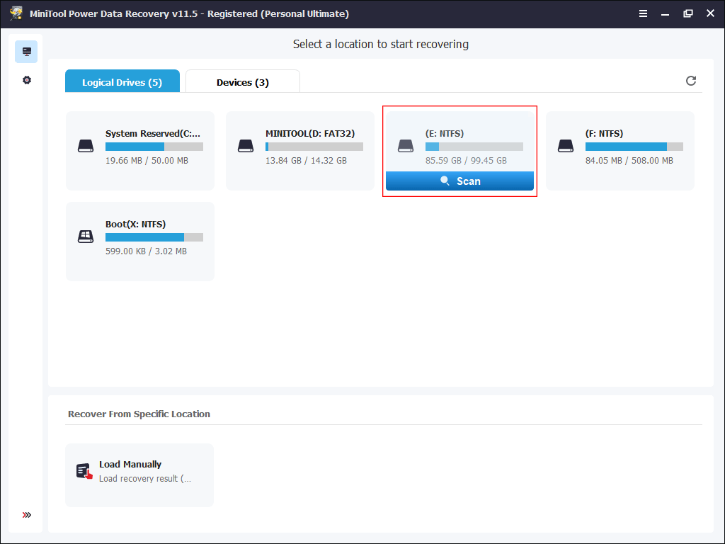 select a partition