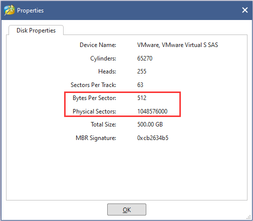 disk properties