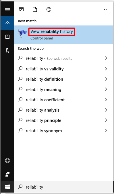 view reliability history