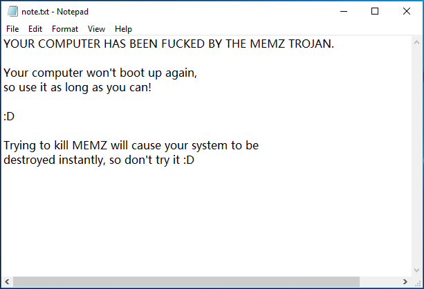 your computer has been fucked by the MEMZ Trojan