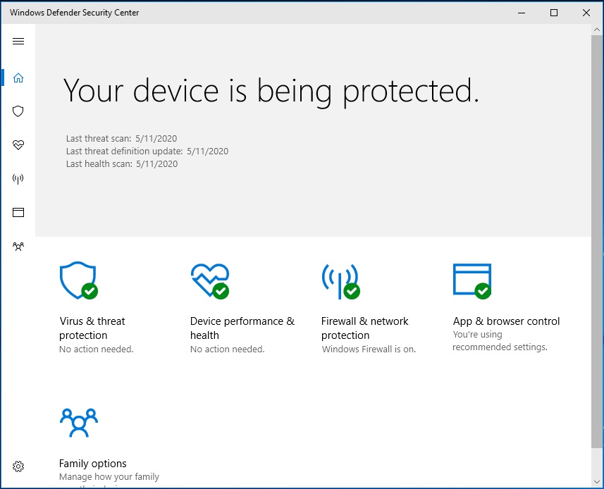 Windows Defender Security Center