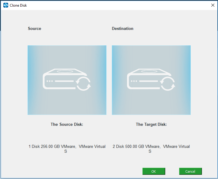 choose source and target disk