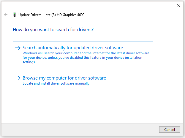 two options for searching for drivers