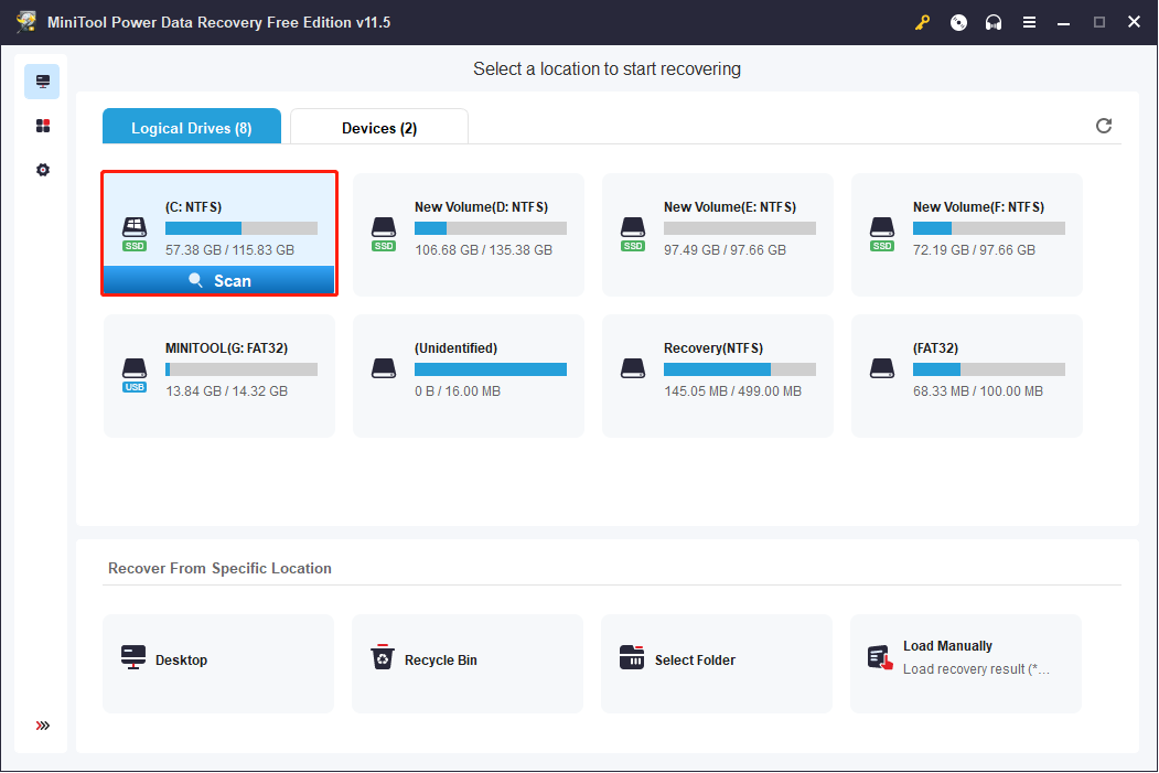 select a partition