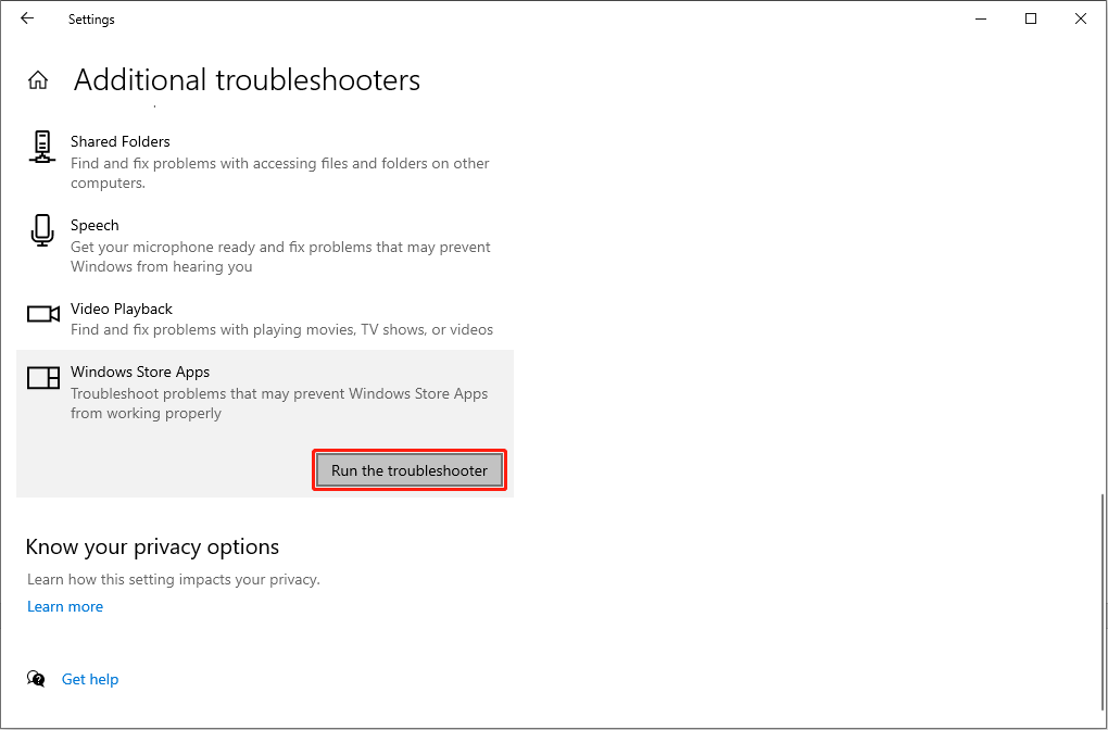 run Windows Store Apps troubleshooter