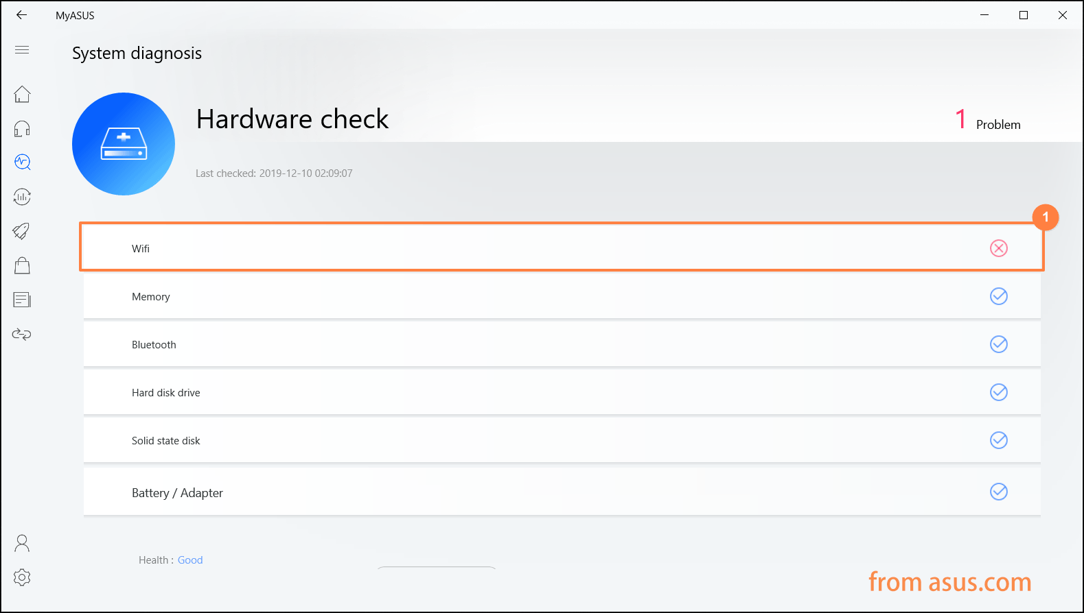 hardware check in MyASUS