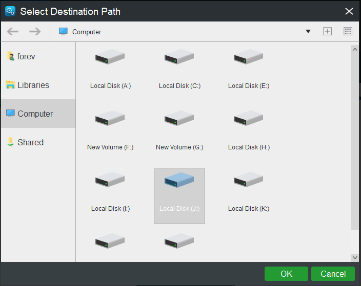 choose a target disk