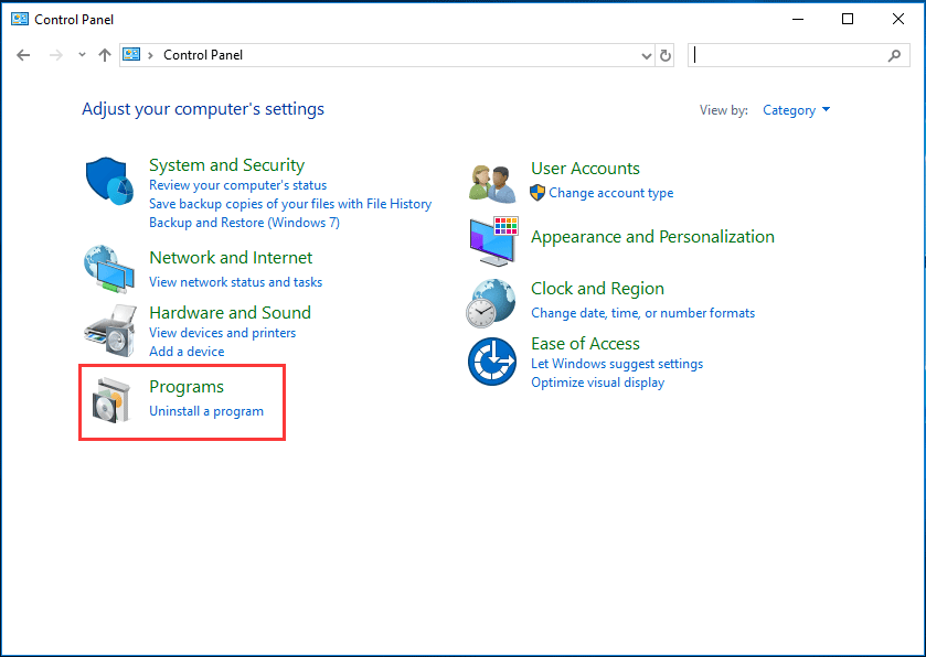 Control Panel Windows 10