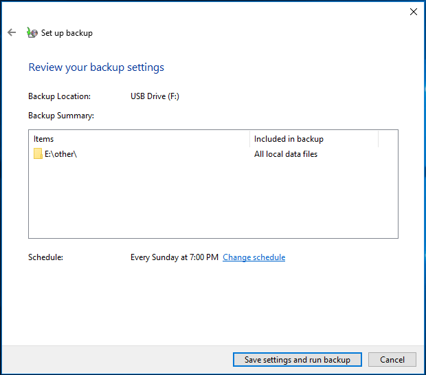 back up files with Backup and Restore