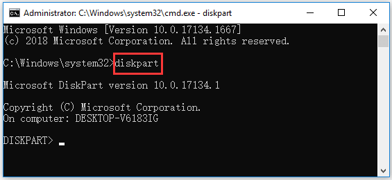 open DiskPart utility