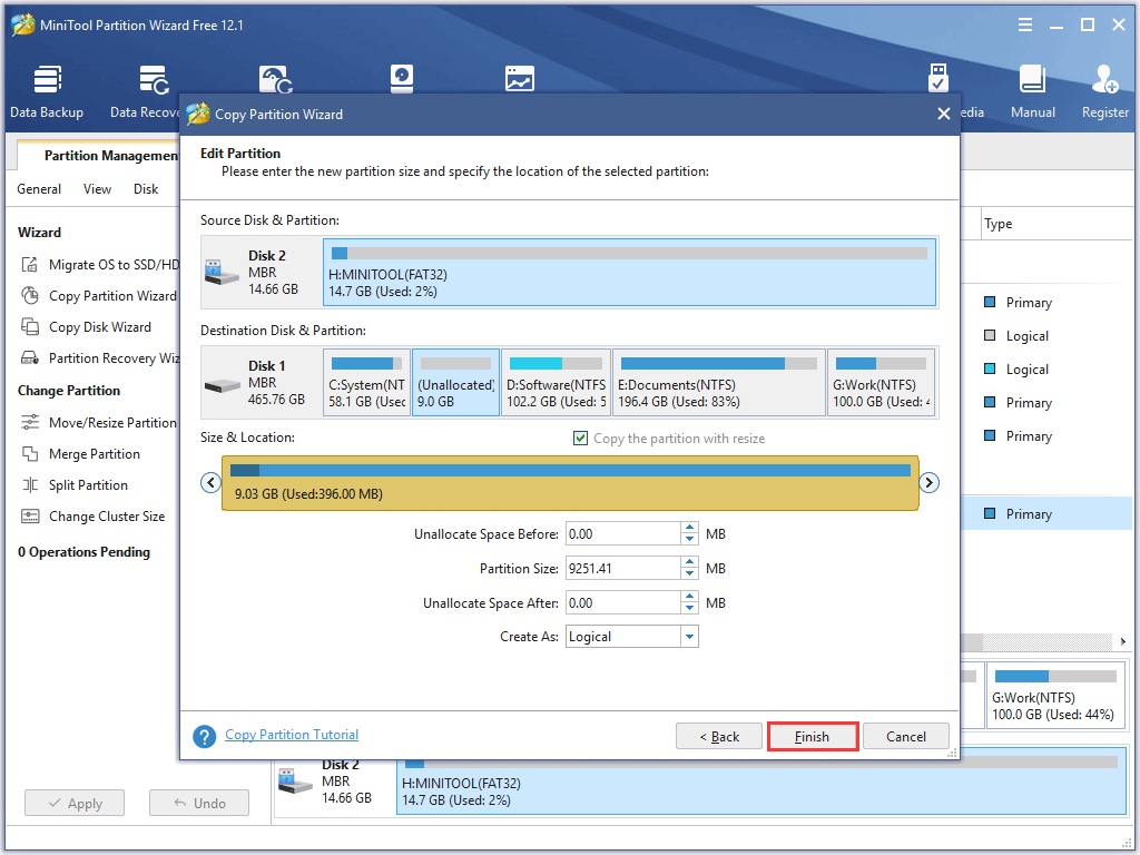 edit the target partition