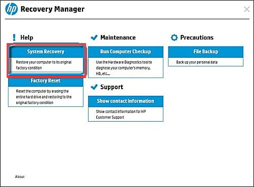 use HP Recovery Manager