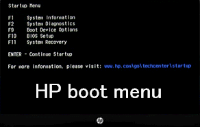 HP boot menu