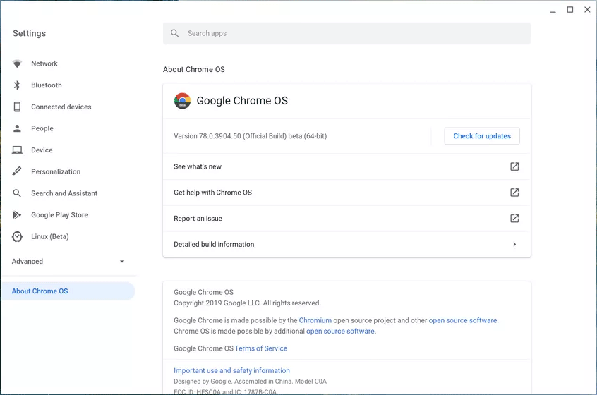 check Chrome OS