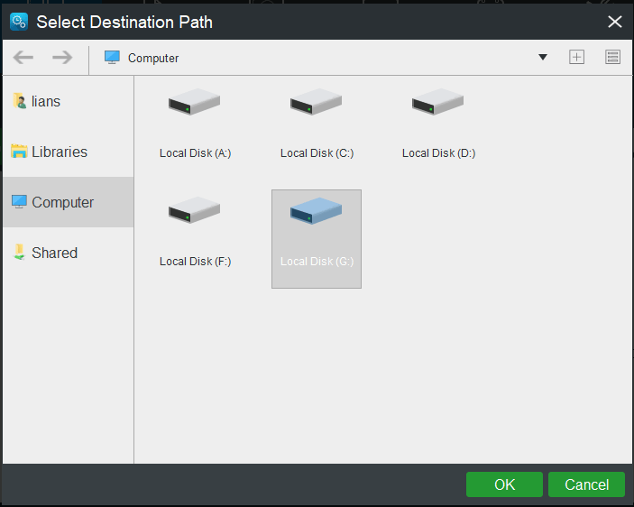 backup photos to an external disk