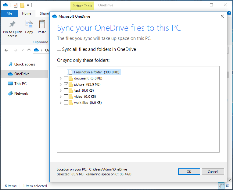 sync your OneDrive files to this PC