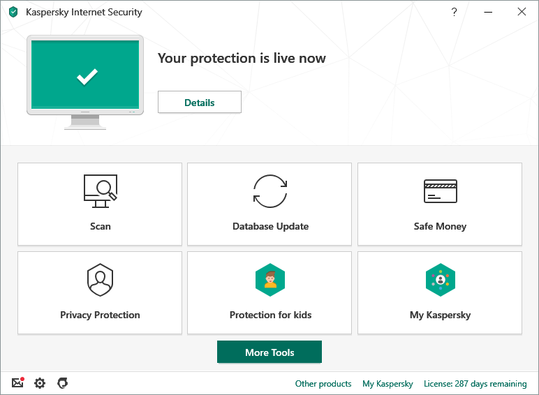 interface of Kaspersky