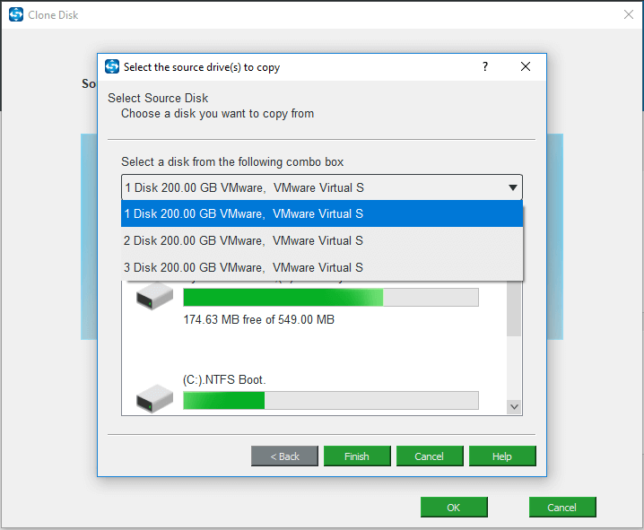 choose the source disk