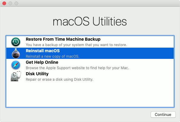 select Reinstall macOS