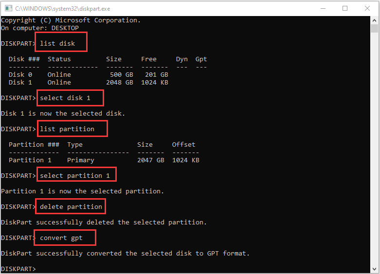 convert disk to MBR