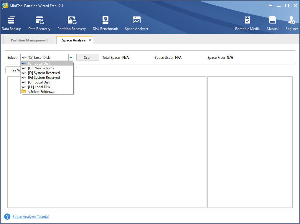 select a drive to free up space