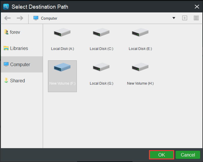 choose a target disk