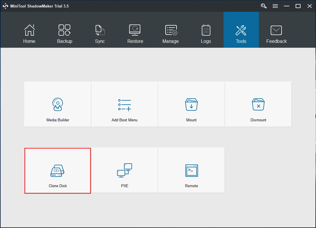 choose Clone Disk to continue