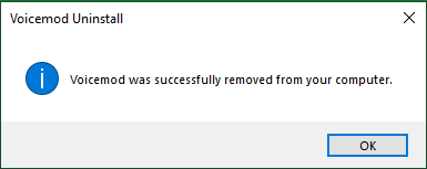 Successfully Uninstalled Voicemod
