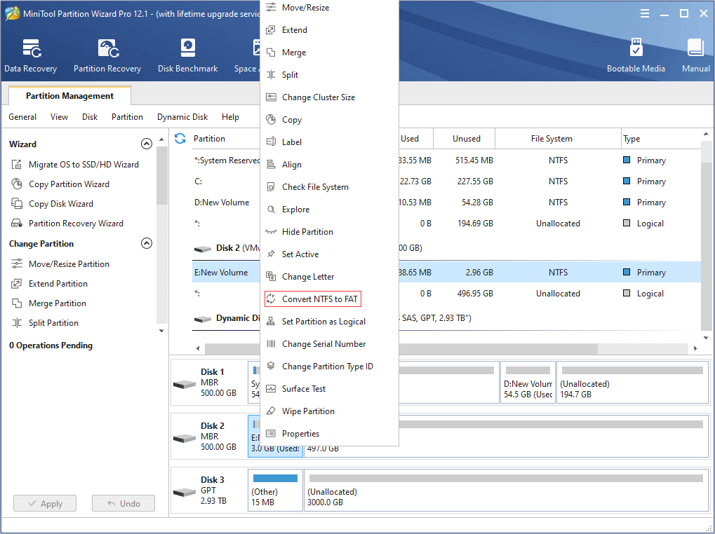 convert from NTFS to FAT32