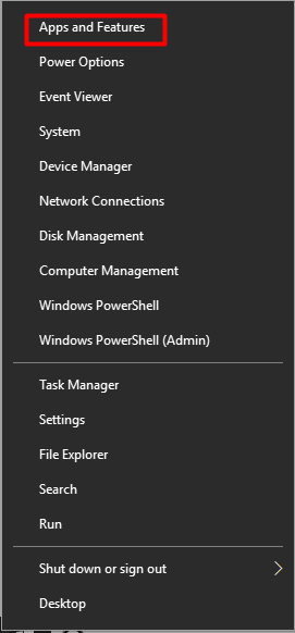 click Apps and Features