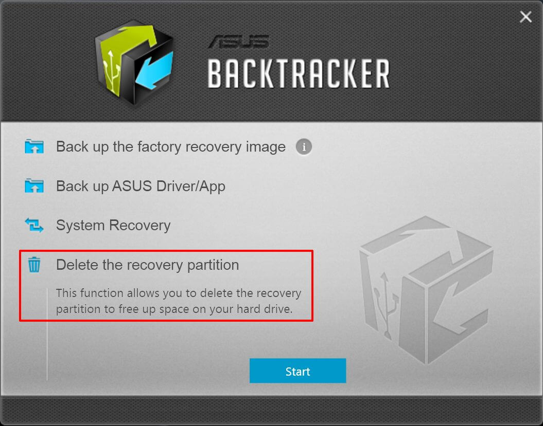Backtracker Delete the recovery partition